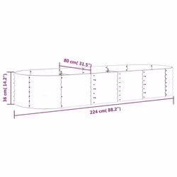vidaXL Garden Planter Patio Flower Pot Raised Garden Bed Powder-coated Steel - silver, 224 x 80 x 36 cm - Additional view 3
