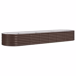 vidaXL Garden Planter Patio Flower Pot Raised Garden Bed Powder-coated Steel - brown, 296 x 80 x 36 cm - Additional view 5
