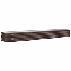 vidaXL Garden Planter Patio Flower Pot Raised Garden Bed Powder-coated Steel - brown, 368 x 80 x 36 cm - Additional view 5