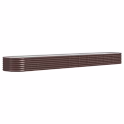 vidaXL Garden Planter Patio Flower Pot Raised Garden Bed Powder-coated Steel - brown, 440 x 80 x 36 cm