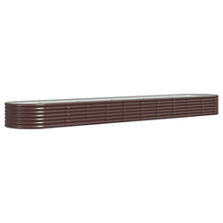 vidaXL Garden Planter Patio Flower Pot Raised Garden Bed Powder-coated Steel - brown, 440 x 80 x 36 cm