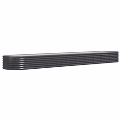 vidaXL Garden Planter Patio Flower Pot Raised Garden Bed Powder-coated Steel - anthracite, 440 x 80 x 36 cm