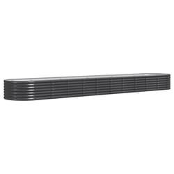 vidaXL Garden Planter Patio Flower Pot Raised Garden Bed Powder-coated Steel - anthracite, 440 x 80 x 36 cm