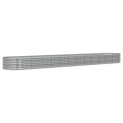 vidaXL Garden Planter Patio Flower Pot Raised Garden Bed Powder-coated Steel - silver, 512 x 80 x 36 cm