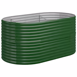vidaXL Garden Planter Patio Flower Pot Raised Garden Bed Powder-coated Steel - green, 152 x 80 x 68 cm