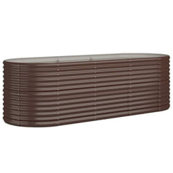 vidaXL Garden Planter Patio Flower Pot Raised Garden Bed Powder-coated Steel - brown, 224 x 80 x 68 cm