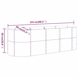 vidaXL Garden Planter Patio Flower Pot Raised Garden Bed Powder-coated Steel - brown, 224 x 80 x 68 cm - Additional view 4