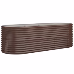 vidaXL Garden Planter Patio Flower Pot Raised Garden Bed Powder-coated Steel - brown, 224 x 80 x 68 cm - Additional view 5