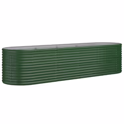 vidaXL Garden Planter Patio Flower Pot Raised Garden Bed Powder-coated Steel - green, 296 x 80 x 68 cm
