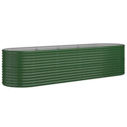 vidaXL Garden Planter Patio Flower Pot Raised Garden Bed Powder-coated Steel - green, 296 x 80 x 68 cm