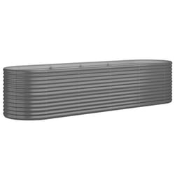vidaXL Garden Planter Patio Flower Pot Raised Garden Bed Powder-coated Steel - grey, 296 x 80 x 68 cm