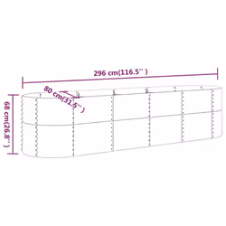 vidaXL Garden Planter Patio Flower Pot Raised Garden Bed Powder-coated Steel - grey, 296 x 80 x 68 cm