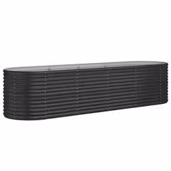 vidaXL Garden Planter Patio Flower Pot Raised Garden Bed Powder-coated Steel - anthracite, 296 x 80 x 68 cm