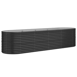 vidaXL Garden Planter Patio Flower Pot Raised Garden Bed Powder-coated Steel - anthracite, 296 x 80 x 68 cm
