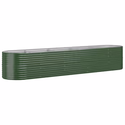 vidaXL Garden Planter Patio Flower Pot Raised Garden Bed Powder-coated Steel - green, 368 x 80 x 68 cm