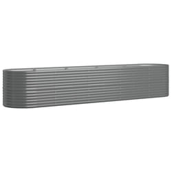 vidaXL Garden Planter Patio Flower Pot Raised Garden Bed Powder-coated Steel - grey, 368 x 80 x 68 cm