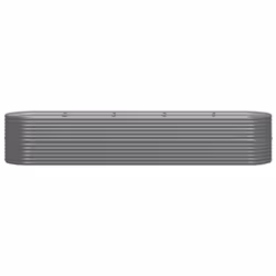 vidaXL Garden Planter Patio Flower Pot Raised Garden Bed Powder-coated Steel - grey, 368 x 80 x 68 cm
