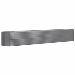 vidaXL Garden Planter Patio Flower Pot Raised Garden Bed Powder-coated Steel - grey, 440 x 80 x 68 cm - Additional view 5