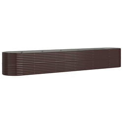vidaXL Garden Planter Patio Flower Pot Raised Garden Bed Powder-coated Steel - brown, 440 x 80 x 68 cm