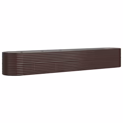 vidaXL Garden Planter Patio Flower Pot Raised Garden Bed Powder-coated Steel - brown, 440 x 80 x 68 cm - Additional view 4