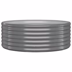 vidaXL Garden Planter Patio Flower Pot Raised Garden Bed Powder-coated Steel - grey, 100 x 100 x 36 cm