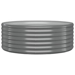 vidaXL Garden Planter Patio Flower Pot Raised Garden Bed Powder-coated Steel - grey, 100 x 100 x 36 cm