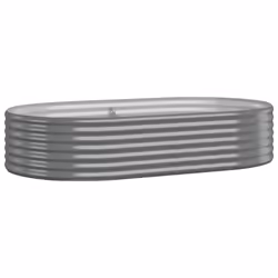 vidaXL Garden Planter Patio Flower Pot Raised Garden Bed Powder-coated Steel - grey, 175 x 100 x 36 cm