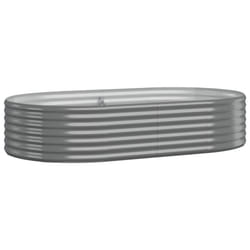 vidaXL Garden Planter Patio Flower Pot Raised Garden Bed Powder-coated Steel - grey, 175 x 100 x 36 cm