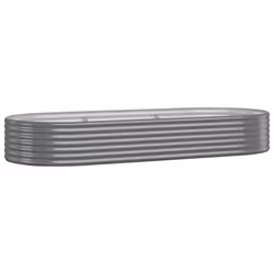 vidaXL Garden Planter Patio Flower Pot Raised Garden Bed Powder-coated Steel - grey, 249 x 100 x 36 cm
