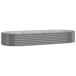vidaXL Garden Planter Patio Flower Pot Raised Garden Bed Powder-coated Steel - grey, 249 x 100 x 36 cm