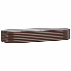 vidaXL Garden Planter Patio Flower Pot Raised Garden Bed Powder-coated Steel - brown, 249 x 100 x 36 cm