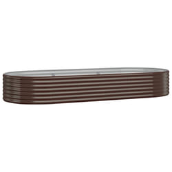 vidaXL Garden Planter Patio Flower Pot Raised Garden Bed Powder-coated Steel - brown, 249 x 100 x 36 cm