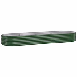 vidaXL Garden Planter Patio Flower Pot Raised Garden Bed Powder-coated Steel - green, 322 x 100 x 36 cm - Additional view 5