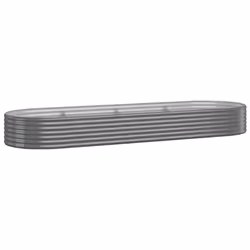 vidaXL Garden Planter Patio Flower Pot Raised Garden Bed Powder-coated Steel - grey, 322 x 100 x 36 cm