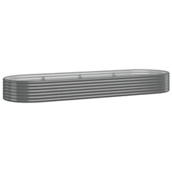 vidaXL Garden Planter Patio Flower Pot Raised Garden Bed Powder-coated Steel - grey, 322 x 100 x 36 cm