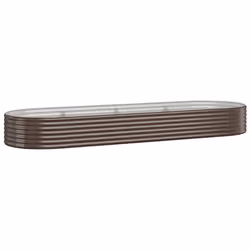 vidaXL Garden Planter Patio Flower Pot Raised Garden Bed Powder-coated Steel - brown, 322 x 100 x 36 cm