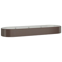 vidaXL Garden Planter Patio Flower Pot Raised Garden Bed Powder-coated Steel - brown, 322 x 100 x 36 cm