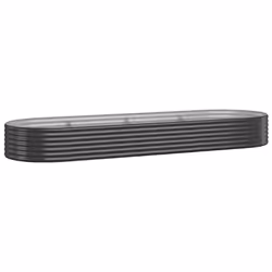 vidaXL Garden Planter Patio Flower Pot Raised Garden Bed Powder-coated Steel - anthracite, 322 x 100 x 36 cm