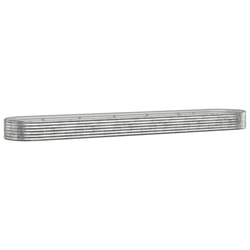 vidaXL Garden Planter Patio Flower Pot Raised Garden Bed Powder-coated Steel - silver, 507 x 100 x 36 cm