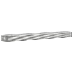 vidaXL Garden Planter Patio Flower Pot Raised Garden Bed Powder-coated Steel - silver, 544 x 100 x 36 cm
