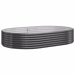 vidaXL Garden Planter Patio Flower Pot Raised Garden Bed Powder-coated Steel - anthracite, 214 x 140 x 36 cm