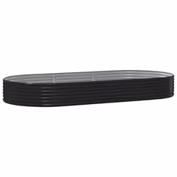 ) vidaXL Garden Planter Patio Flower Pot Raised Garden Bed Powder-coated Steel - Anthracite, 296 x 140 x 36 cm (L x W x H