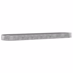 ) vidaXL Garden Planter Patio Flower Pot Raised Garden Bed Powder-coated Steel - Silver, 600 x 140 x 36 cm (L x W x H