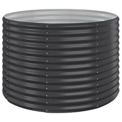 ) vidaXL Garden Planter Patio Flower Pot Raised Garden Bed Powder-coated Steel - Anthracite, 100 x 100 x 68 cm (L x W x H