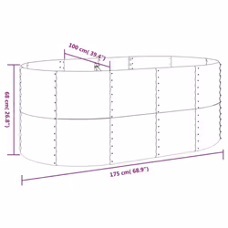 ) vidaXL Garden Planter Patio Flower Pot Raised Garden Bed Powder-coated Steel - Brown, 175 x 100 x 68 cm (L x W x H - Additional view 2