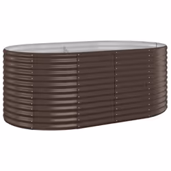 ) vidaXL Garden Planter Patio Flower Pot Raised Garden Bed Powder-coated Steel - Brown, 175 x 100 x 68 cm (L x W x H - Additional view 5