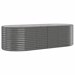 ) vidaXL Garden Planter Patio Flower Pot Raised Garden Bed Powder-coated Steel - Grey, 249 x 100 x 68 cm (L x W x H - Additional view 5
