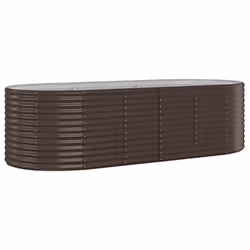 ) vidaXL Garden Planter Patio Flower Pot Raised Garden Bed Powder-coated Steel - Brown, 249 x 100 x 68 cm (L x W x H - Additional view 2
