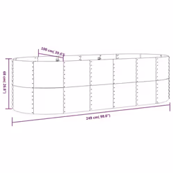 ) vidaXL Garden Planter Patio Flower Pot Raised Garden Bed Powder-coated Steel - Brown, 249 x 100 x 68 cm (L x W x H - Additional view 6