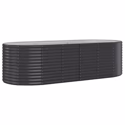 ) vidaXL Garden Planter Patio Flower Pot Raised Garden Bed Powder-coated Steel - Anthracite, 249 x 100 x 68 cm (L x W x H